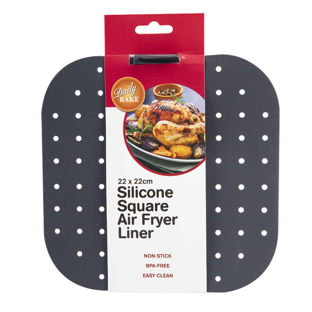 Daily Bake Silicone Square Air Fryer Liner Charcoal 22cm | Minimax