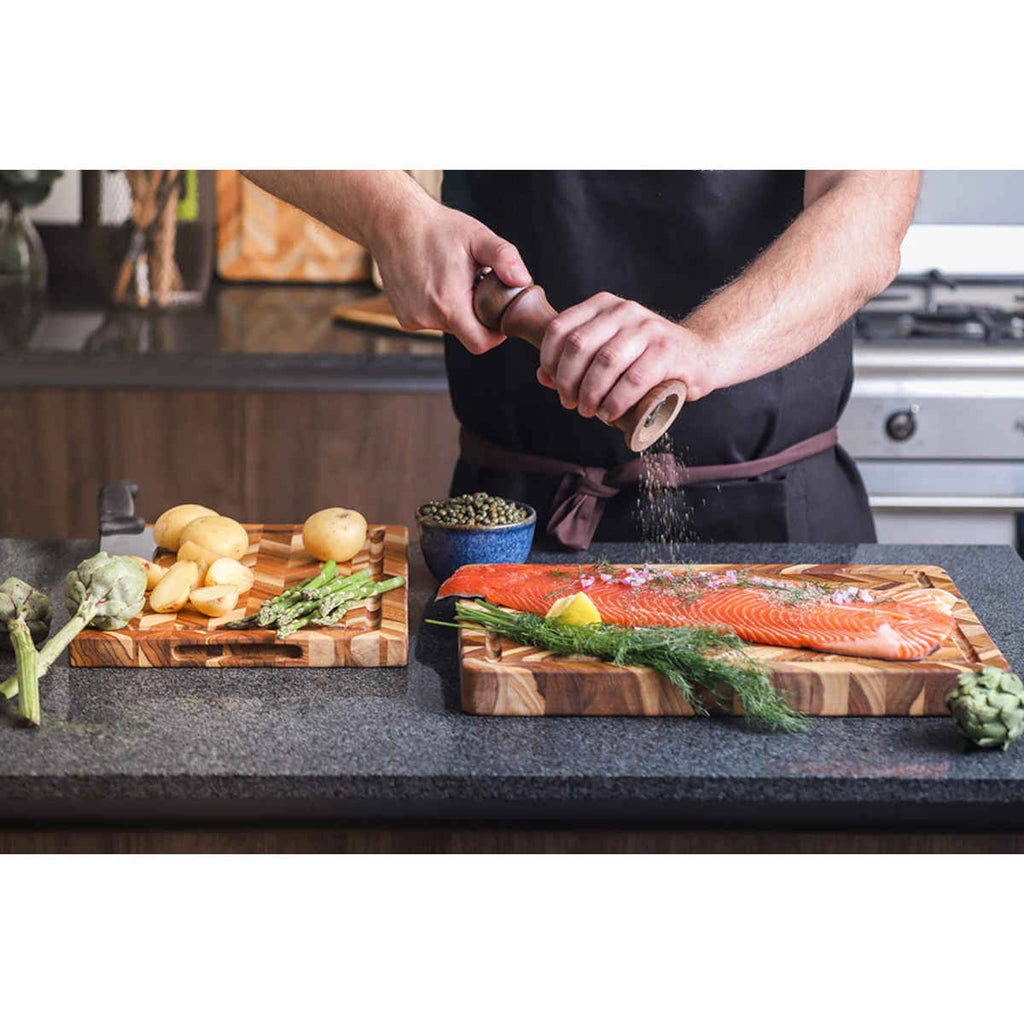 teakhaus herringbone cutting board medium thickness large