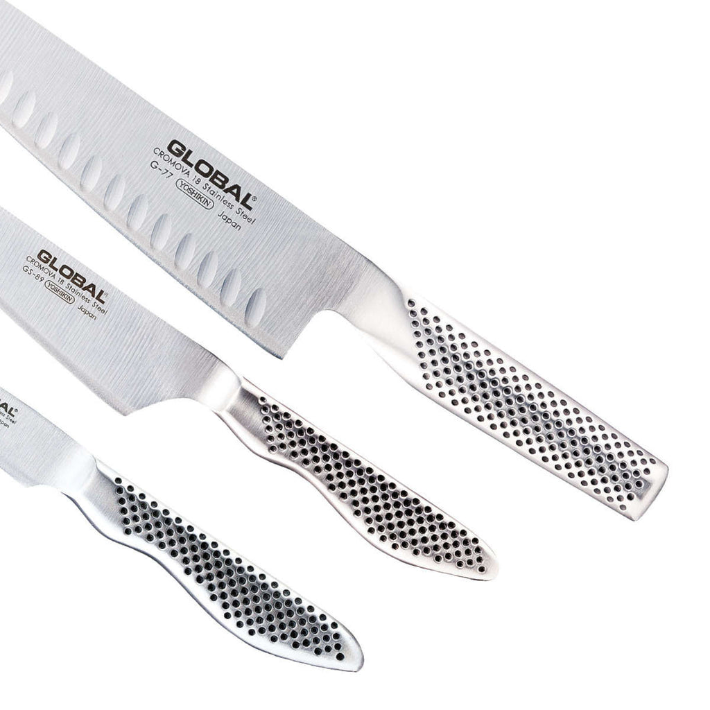 Global Knife Set with Cook's Fluted Edge 3 Piece Minimax