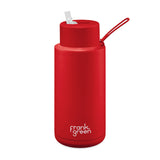Frank Green Ceramic Reusable Bottle Straw Lid Atomic Red 1L | Minimax