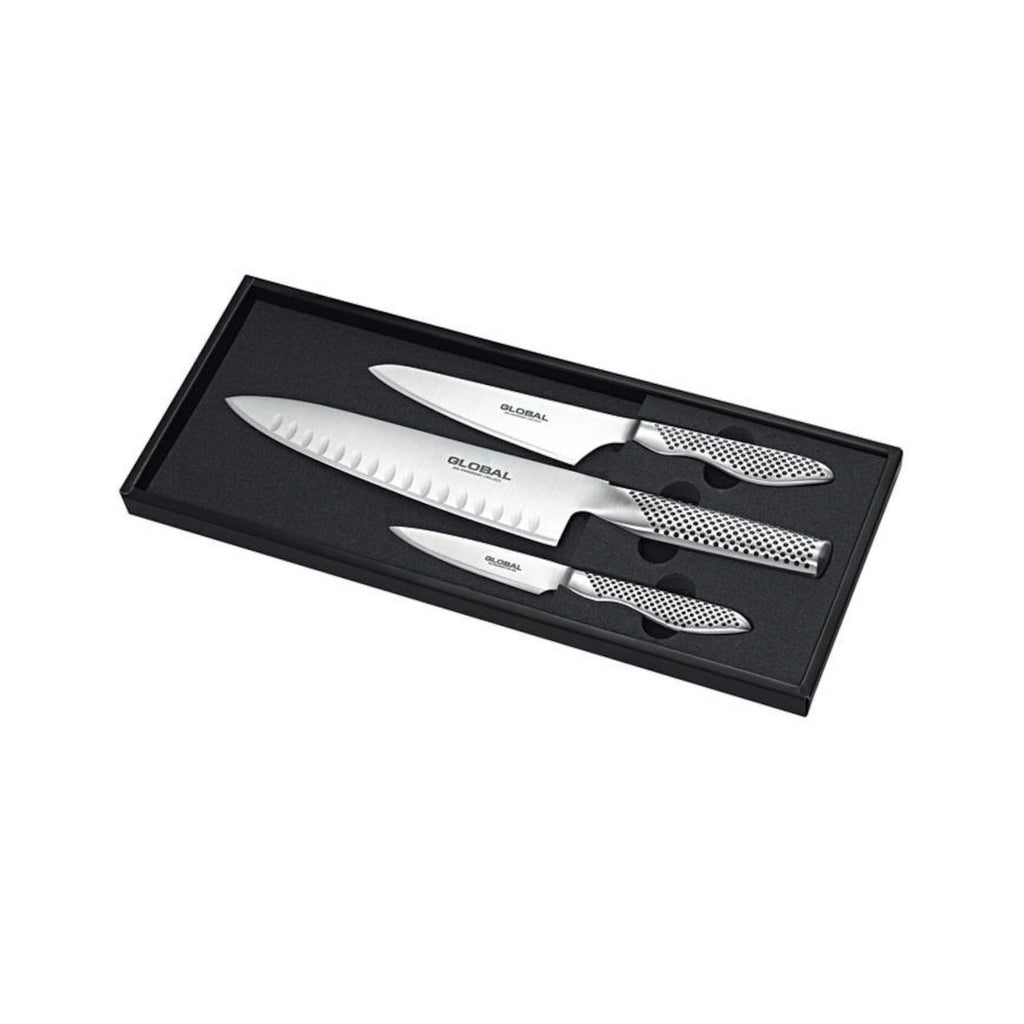 Global Knife Set with Cook's Fluted Edge 3 Piece Minimax