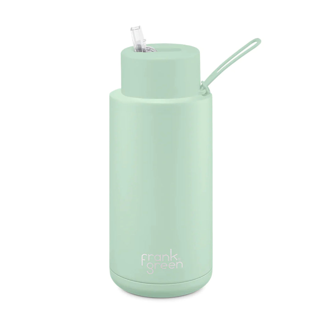 Frank Green Reusable Ceramic Bottle with Straw Lid Mint Gelato 1L