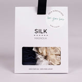 Silk Magnolia 3 Pack Scrunchies Navy/Leopard/White | Minimax