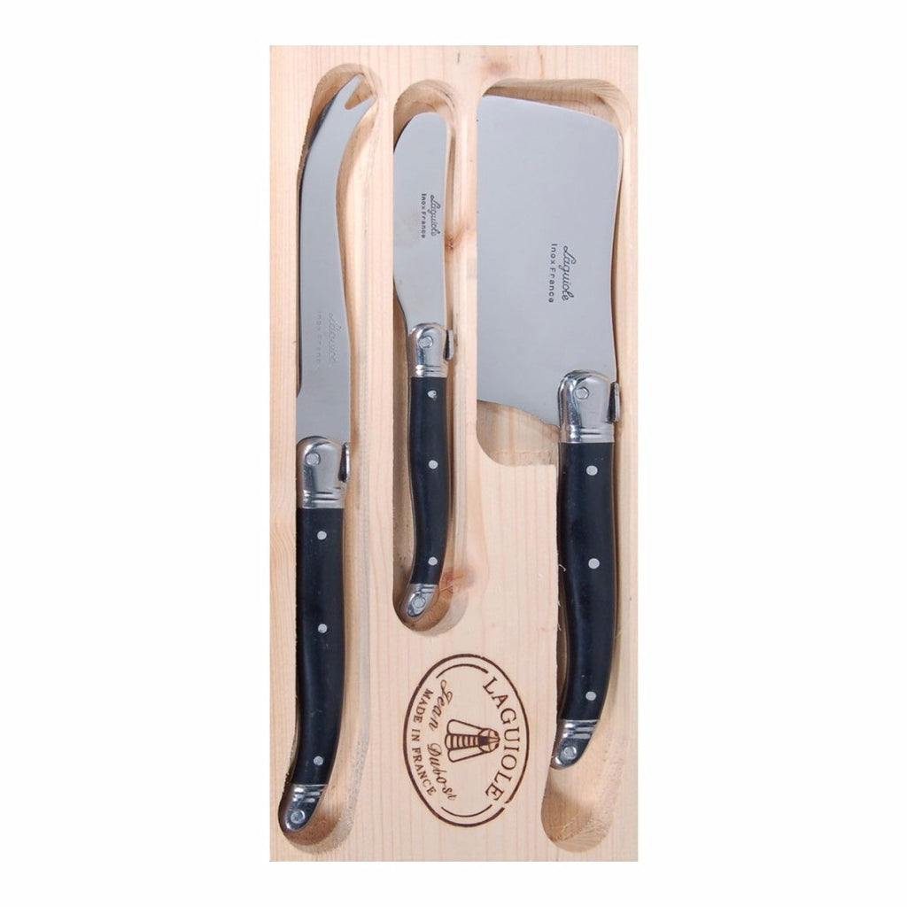 Laguiole Jean Dubost Deluxe Cheese Knives Black Set 3 Piece | Minimax