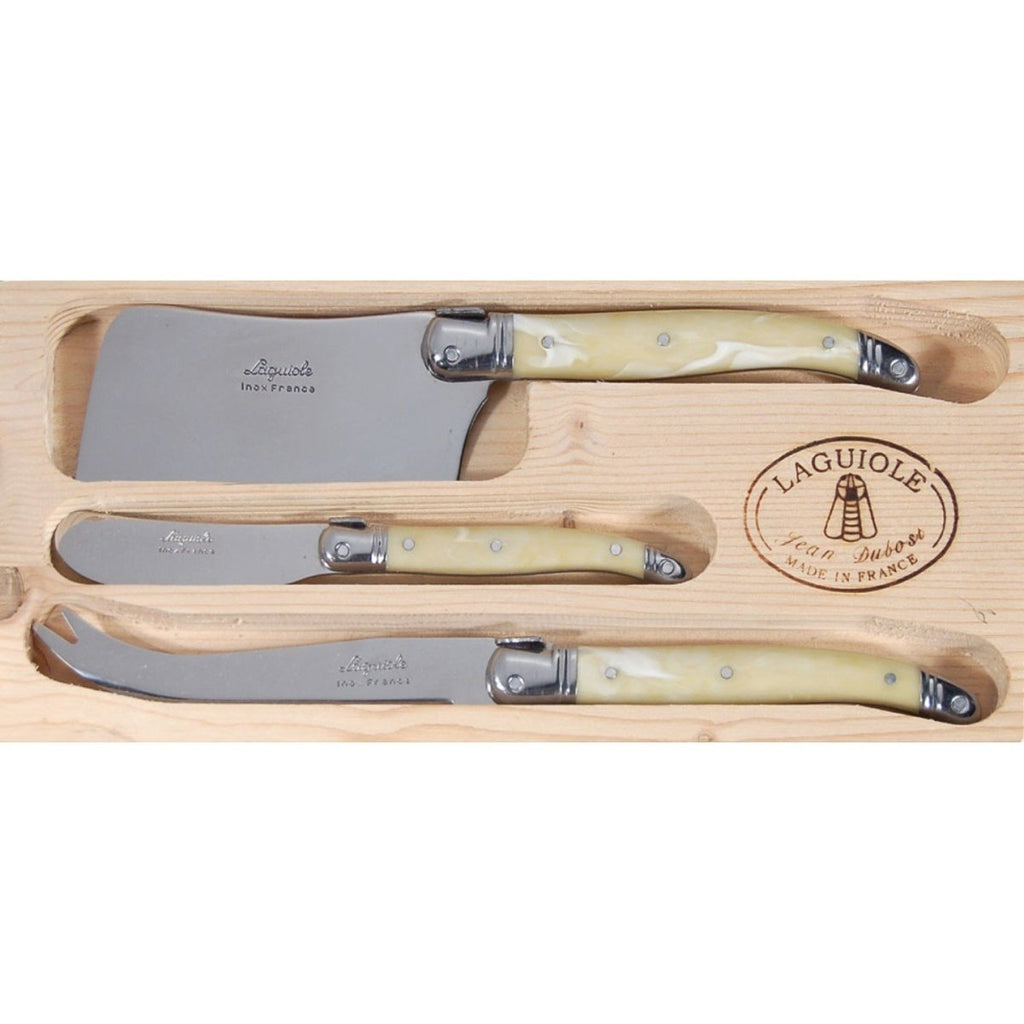 Laguiole Jean Dubost 3 Piece Cleaver / Cheese Set in Turquoise