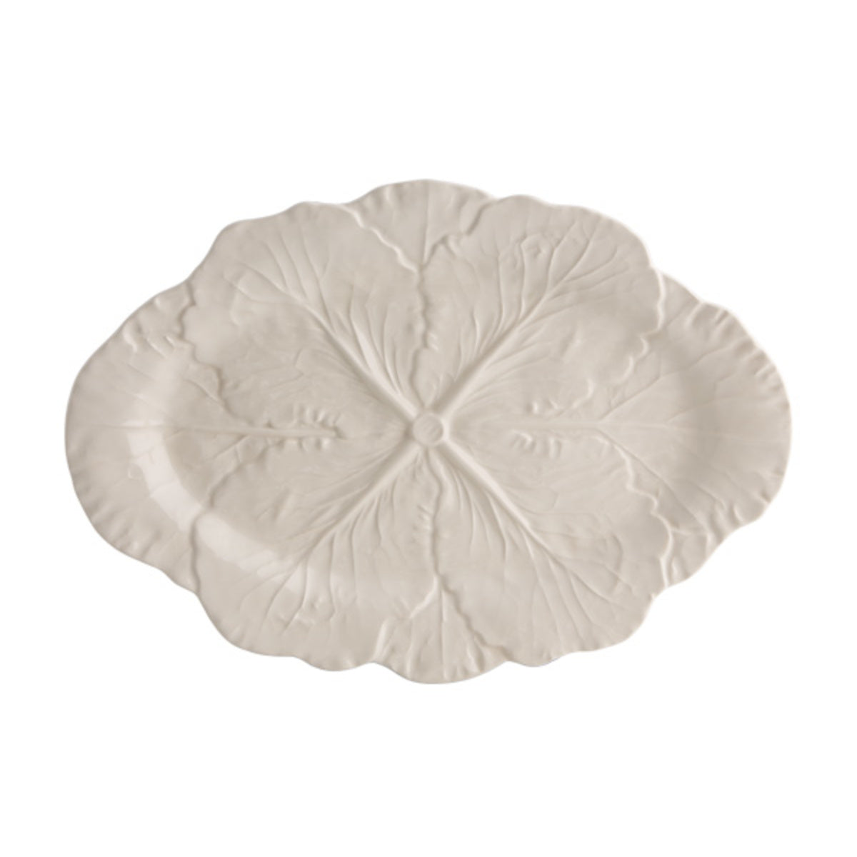 Bordallo Pinheiro Cabbage Oval Platter Beige 37.5cm