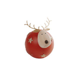 Noel Round Reindeer With Stars Red Gold 12cm