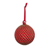 RAZ Quilt Bauble  Red/Gold 10cm
