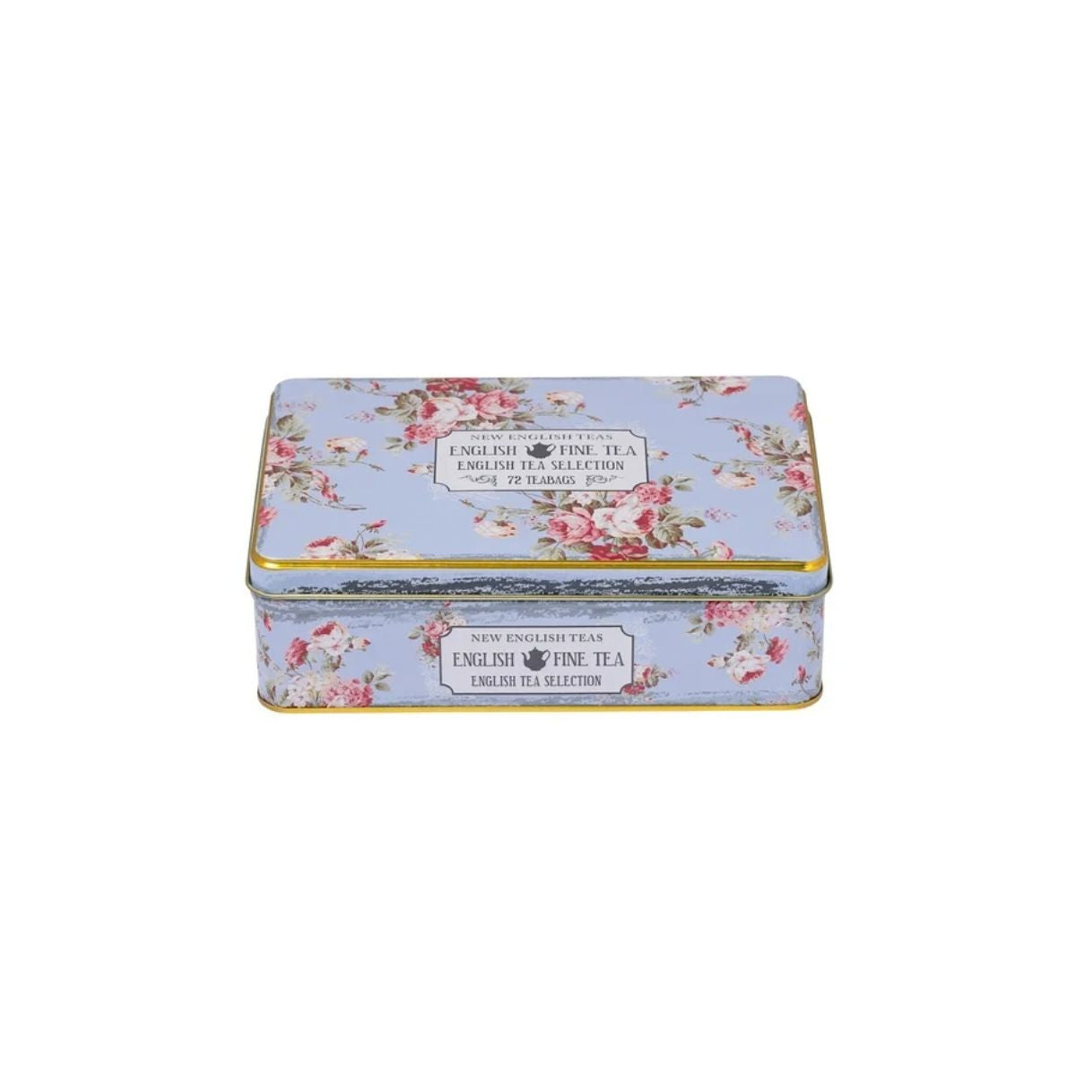 New English Teas Vintage Floral Selection Tin Powder Blue 72 Teabags
