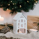 Lune Enamel Tealight House White 11x12x20cm