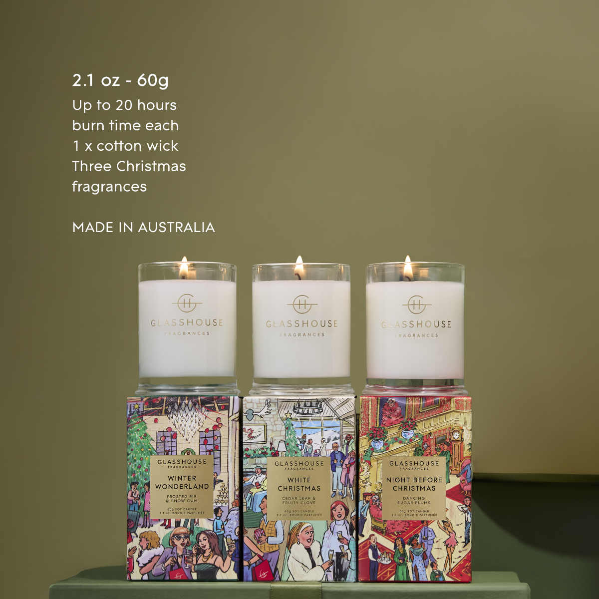 Glasshouse Fragrances Christmas 2026 Candle Trio 60g | Minimax