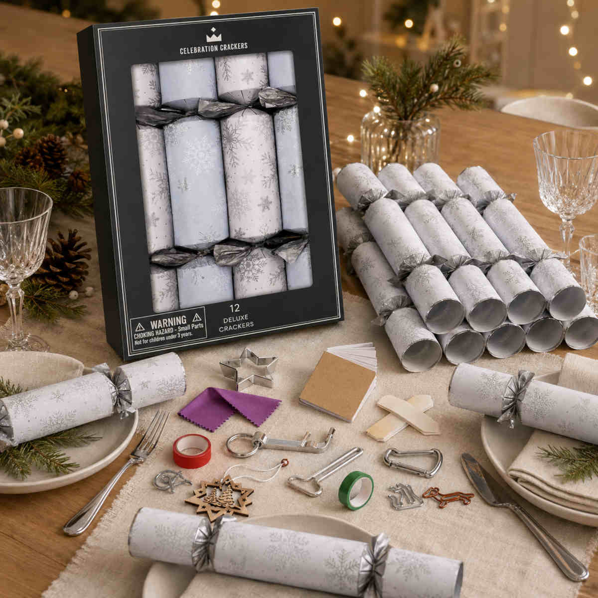 Celebration Crackers Deluxe Icy Snowflake Cracker 30cm (Set of 12) | Minimax