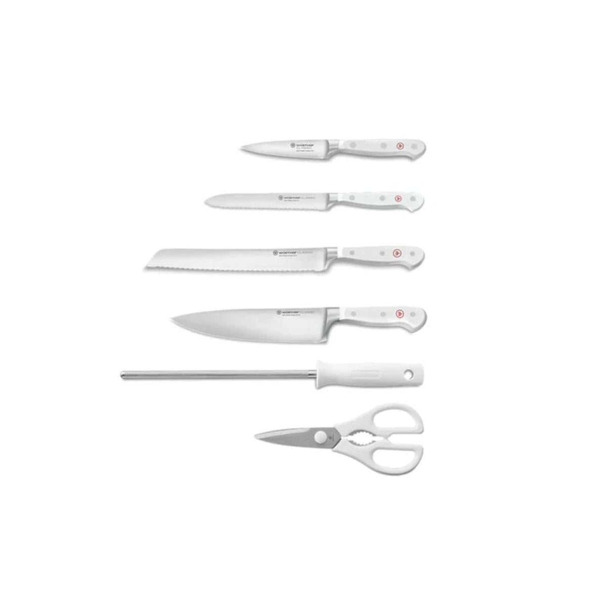Wusthof Classic White Knife Block Set 7 Piece With Bread Knife