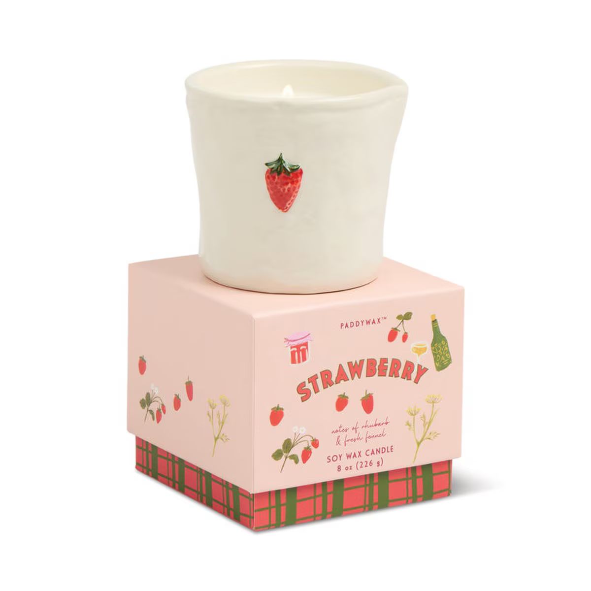 Paddywax Bistro Strawberry  Ceramic Candle 226g 