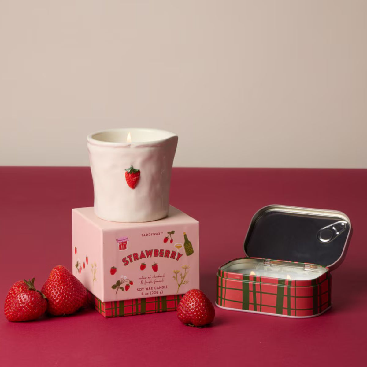 Paddywax Bistro Strawberry  Ceramic Candle 226g