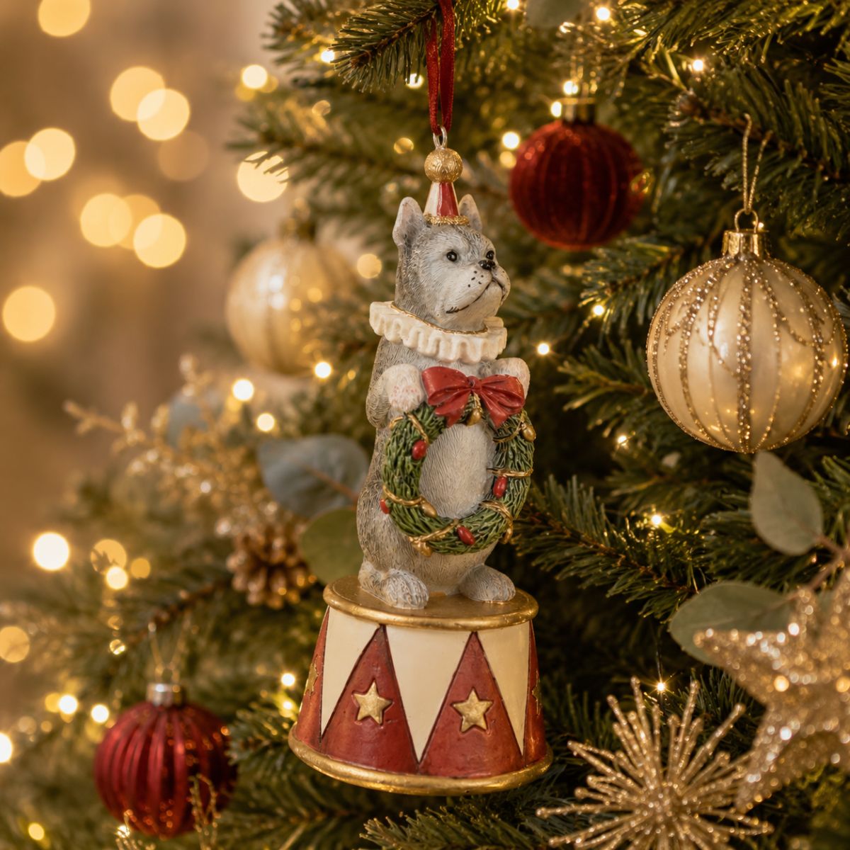 Florabelle Circus Dog Wreath Resin Decoration 12cm