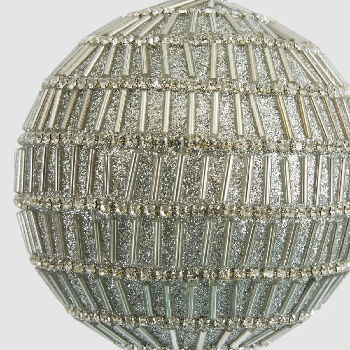 Florabelle Bugle Bead Bauble Silver 10cm