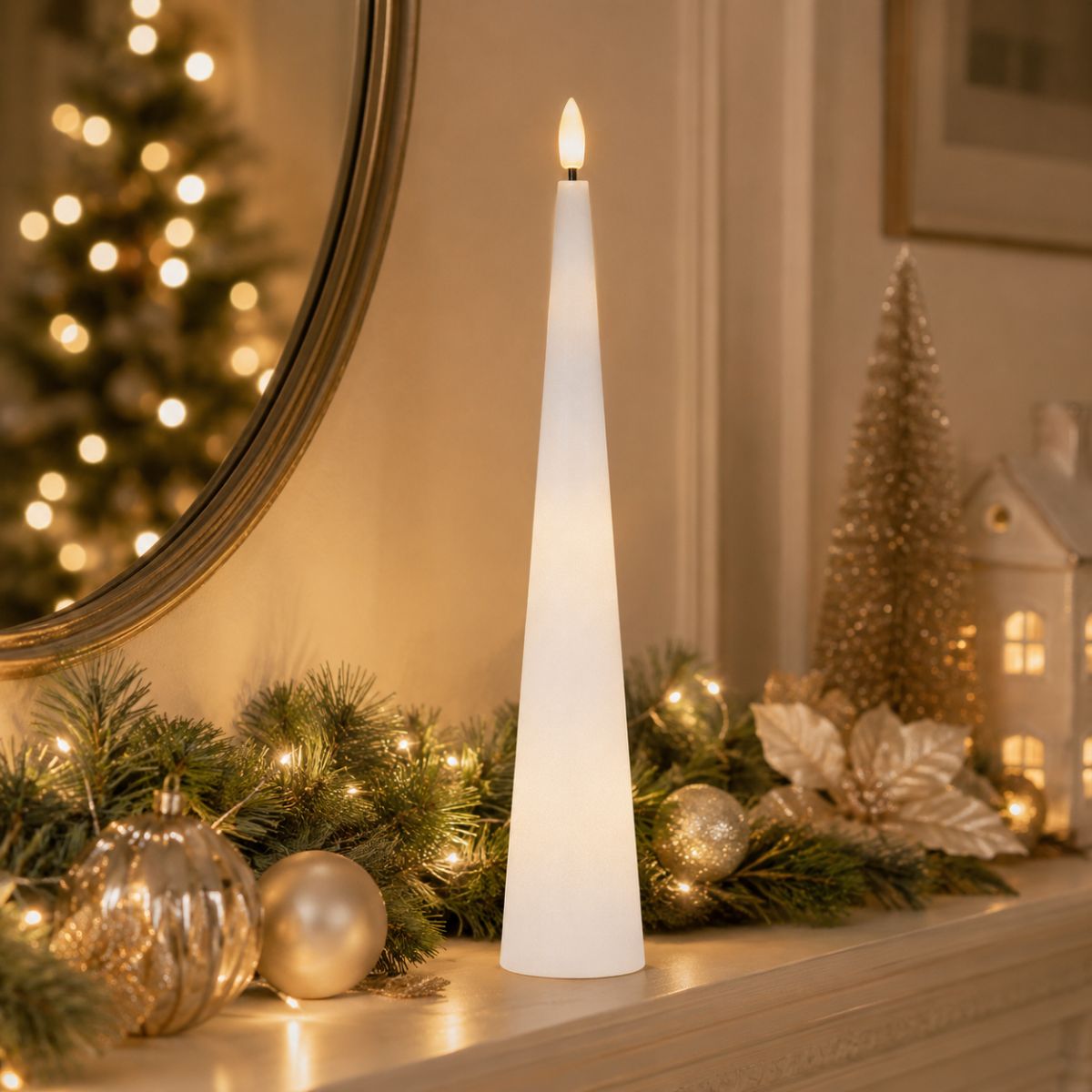Swing Gifts LED Shimmer Touch Candle White Large 26cm