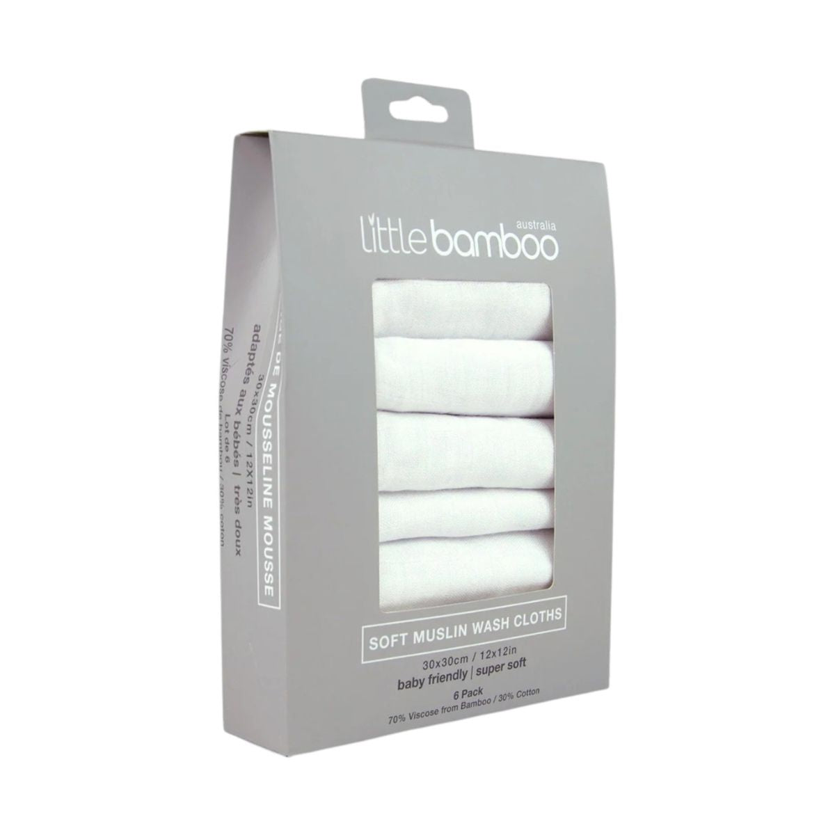 Little Bamboo Muslin Washers Natural 6 Pack