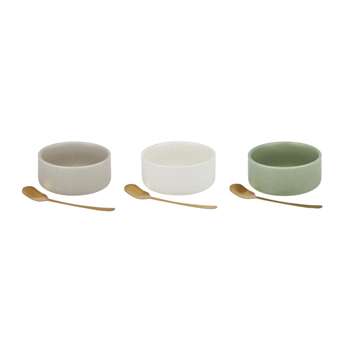 Assemble Lou Ceramic Bowl With Spoon Assorted 10 x 5cm