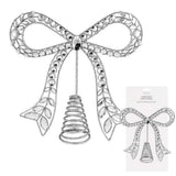 Swing Gifts Metal Glitter Bow Tree Topper Silver