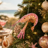 Florabelle Lester Glitter Prawn Ornament Pink Orange Ombre 19cm