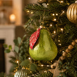 Florabelle Handpainted Capiz Pear Decoration Green 9cm
