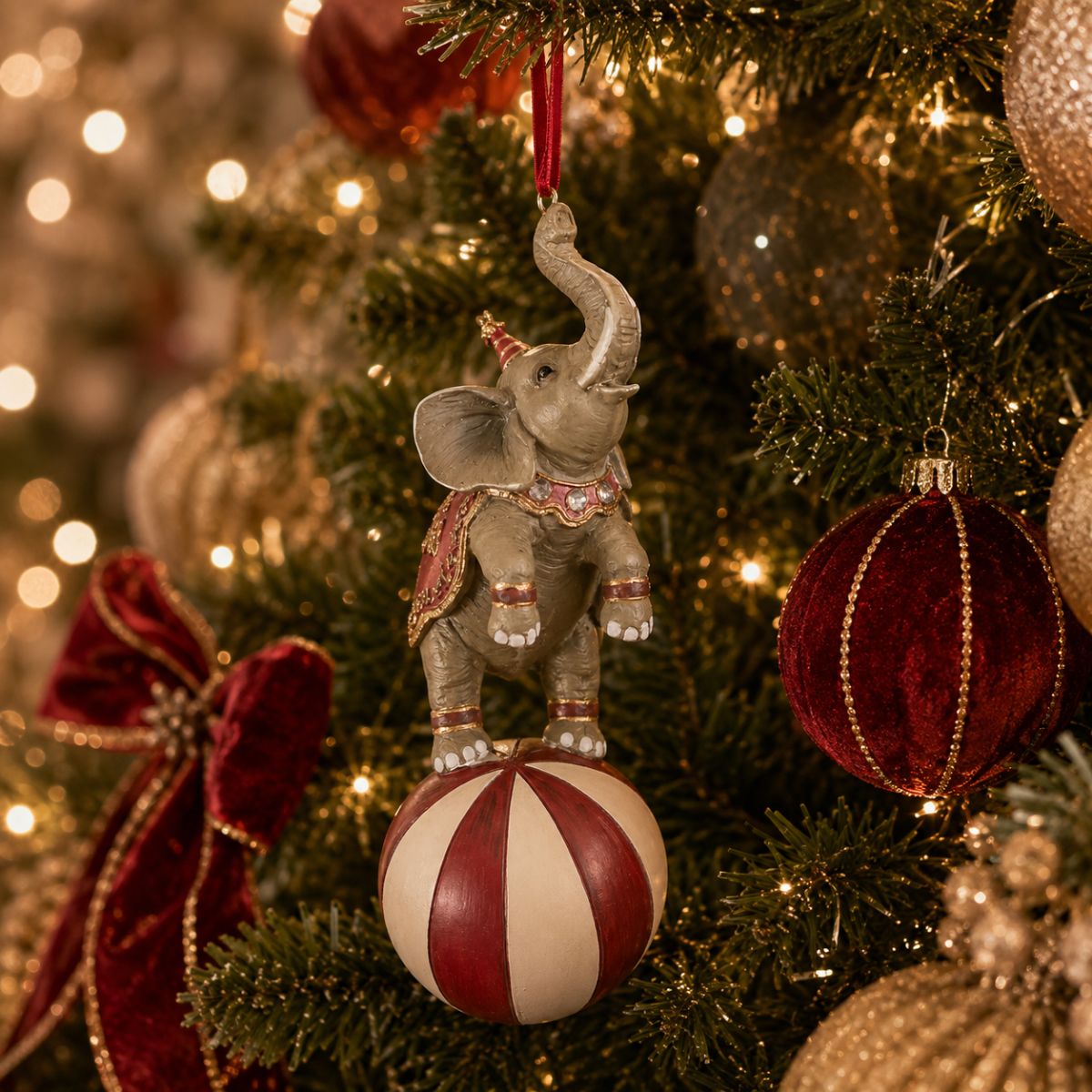 Florabelle Circus Elephant Ball Resin Decoration 12cm