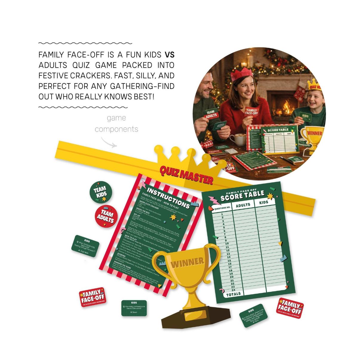 Mistletoe & Merry Games Family Face-Off Crackers 30cm Set of 6