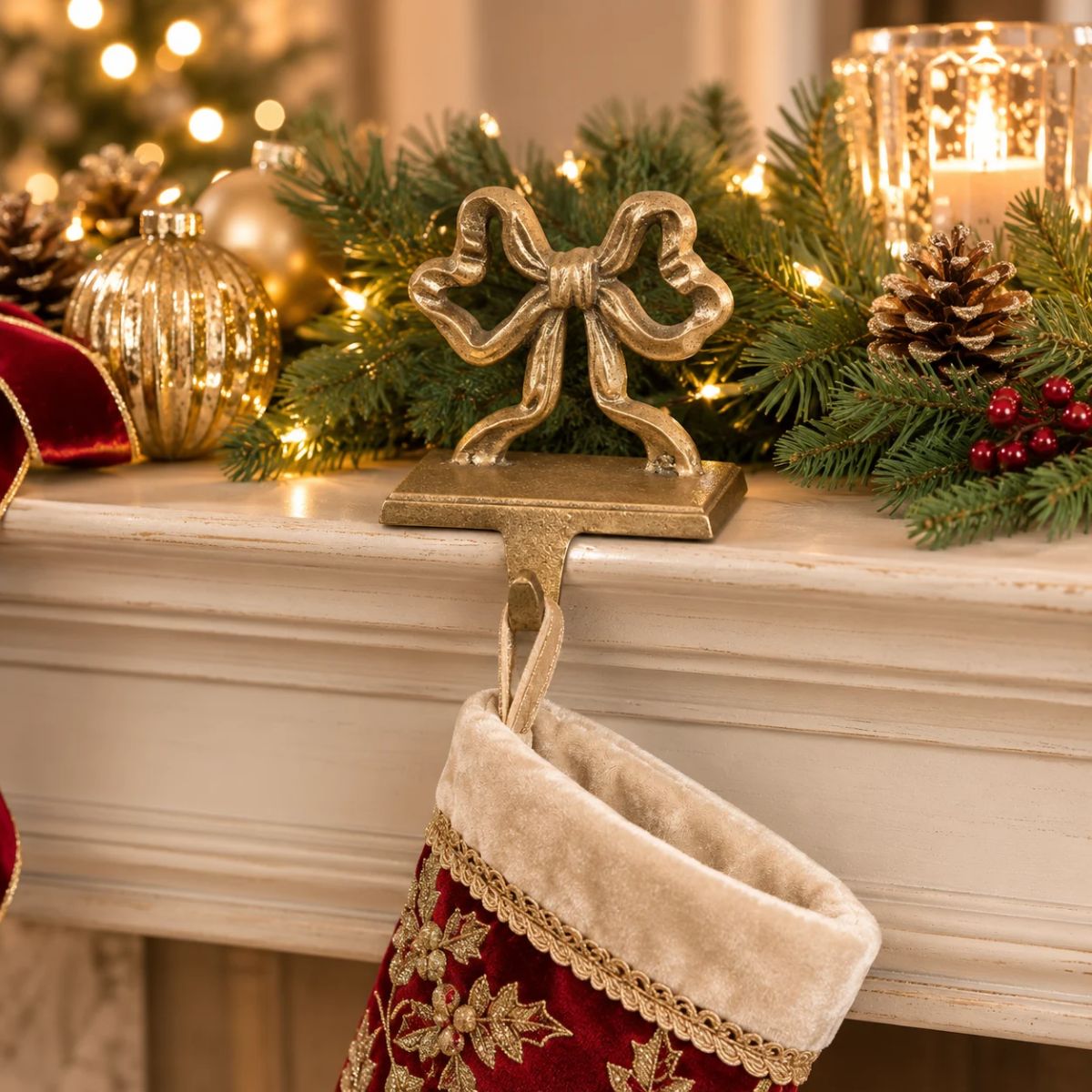 Florabelle Golden Bow Stocking Hook