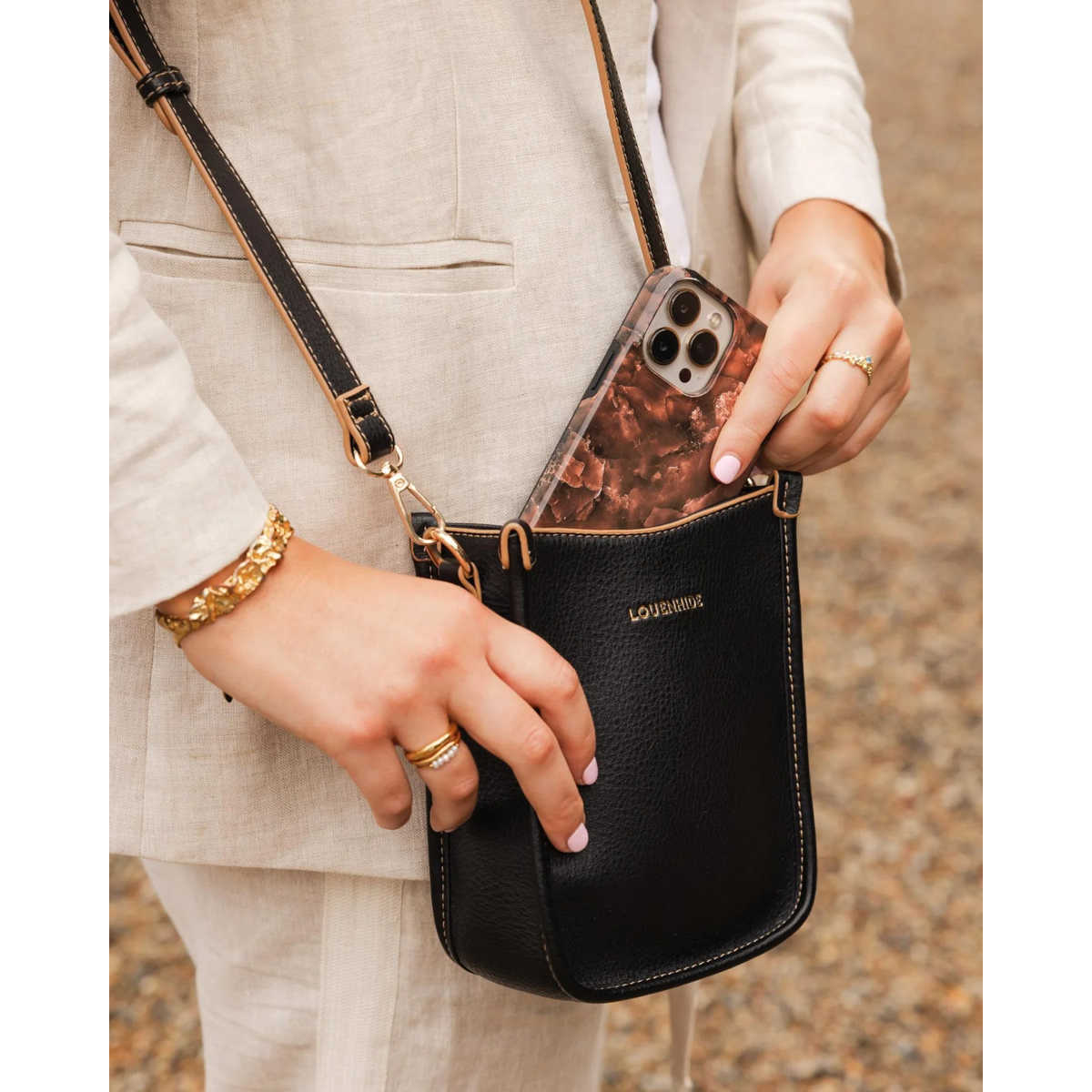 Louenhide Parker Phone Crossbody Bag Black