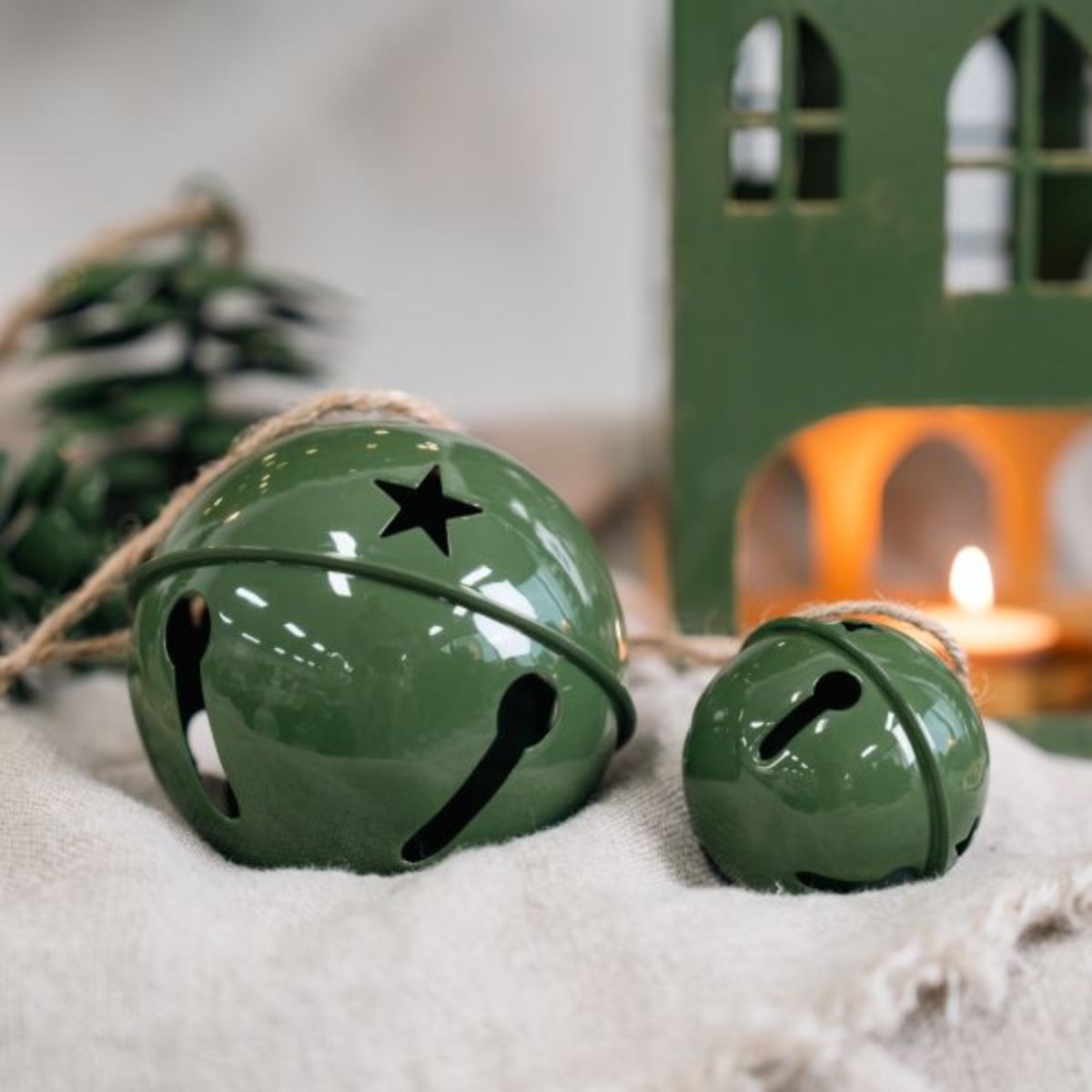 Mediterranean Markets Lune Green Enamel Ball Bell 10cm