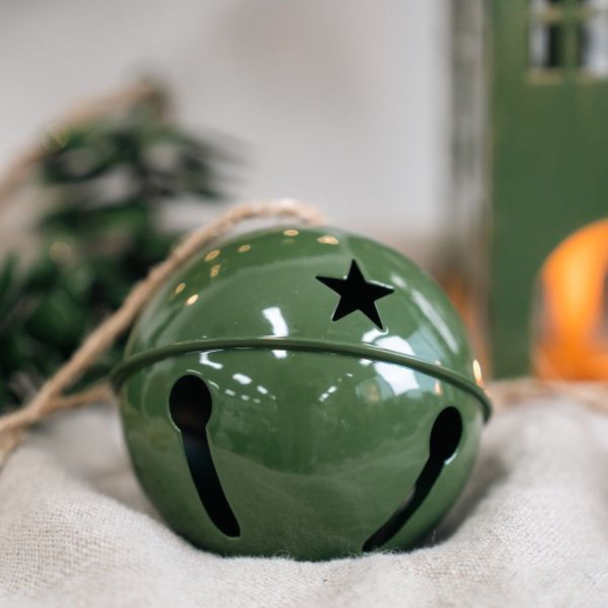 Mediterranean Markets Lune Green Enamel Ball Bell 10cm