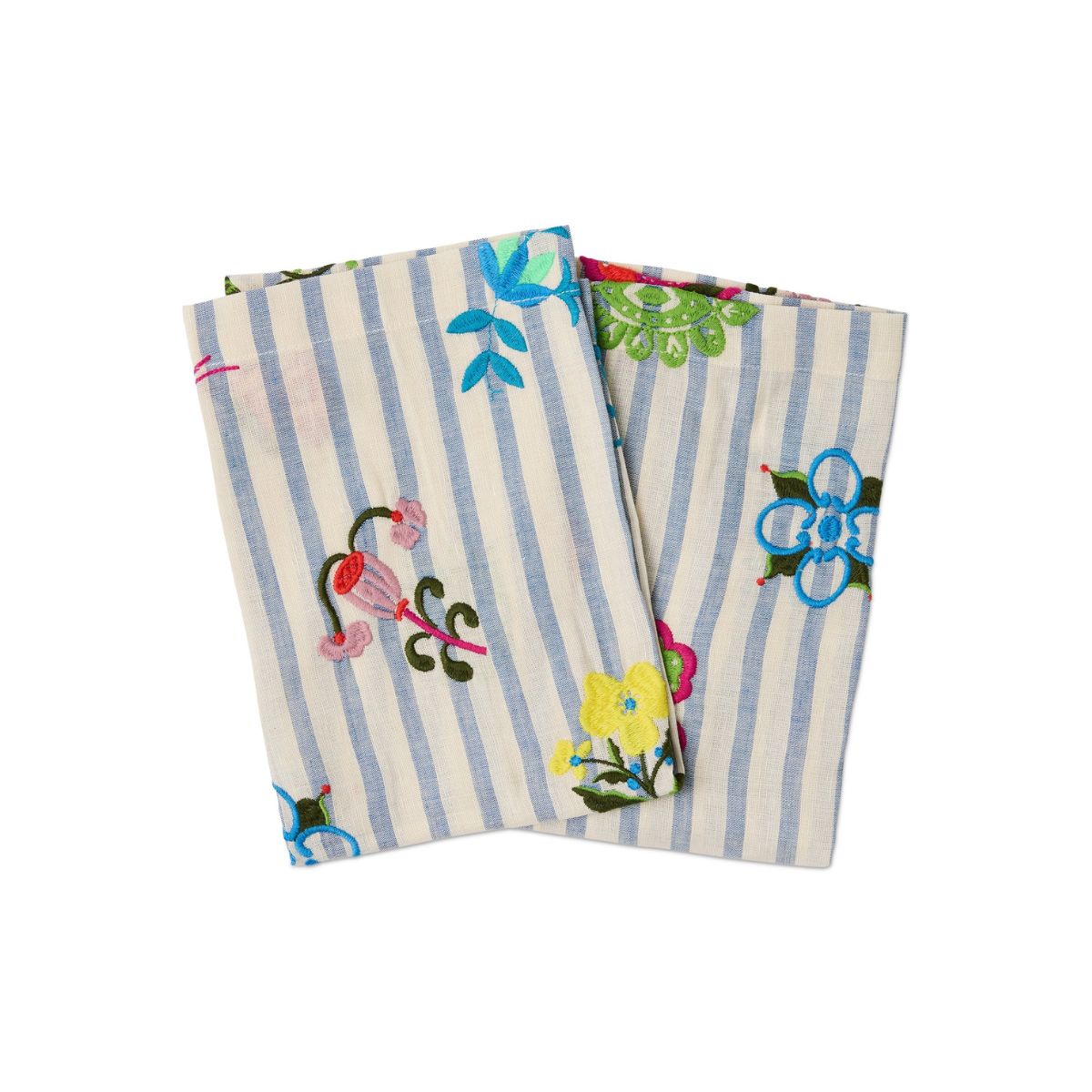 Kip&Co x Anna Spiro Malabar Floral Embroidered Napkin 45cm Set of 4