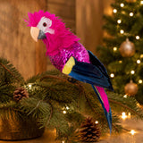 Pure Christmas Glitter Sequin Parrot Pink 45cm
