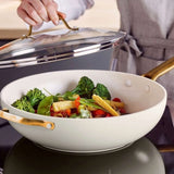 GreenPan Padova Covered Wok with Helper Handle Cream 32cm | Minimax