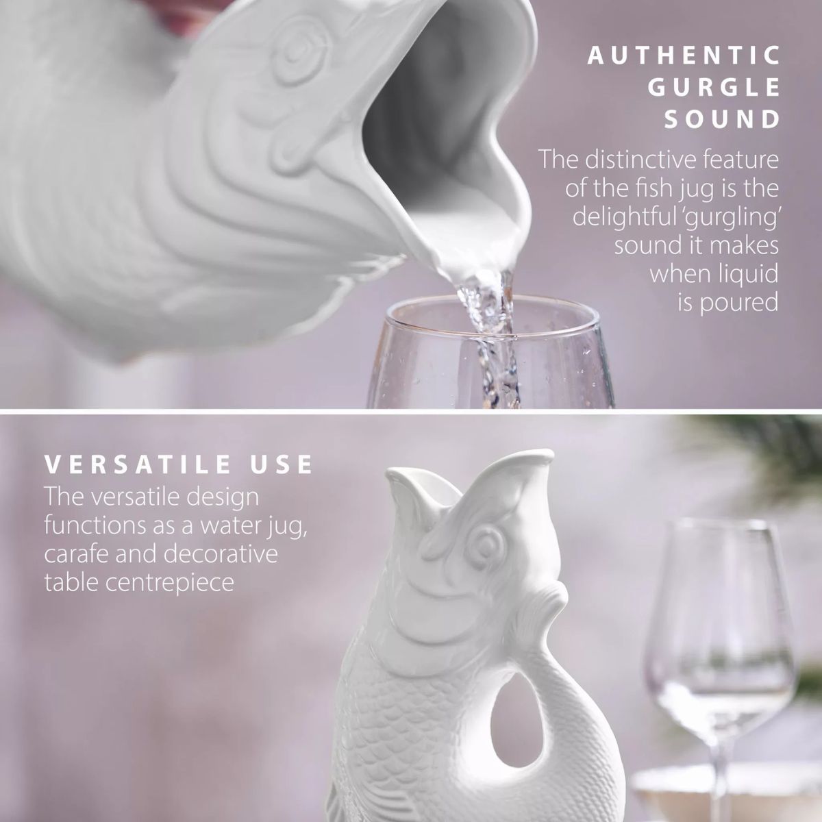 Wade Pottery Fish Jug White 1.2L | Minimax