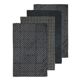 Ladelle Benton Microfibre Tea Towel Charcoal 4 Pack | Minimax