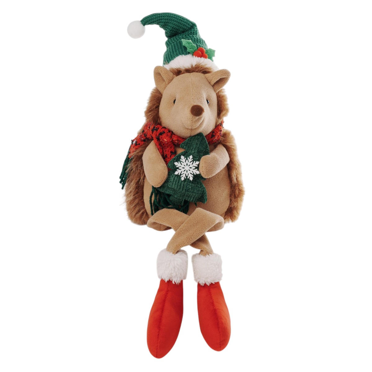 Noel Harry Sitting Hedgehog Christmas Decoration Green/Red 60cm | Minimax