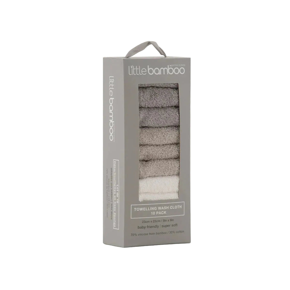 Little Bamboo Baby Towelling Washer Stone Grey (Pack of 10) | Minimax