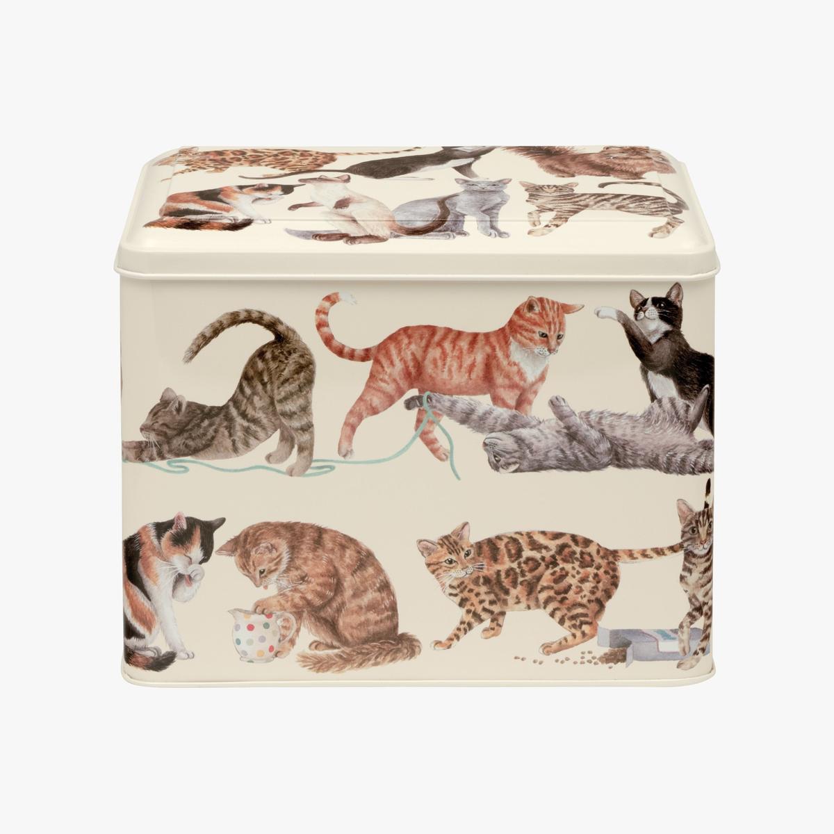 Emma Bridgewater Cat Treat Tin – decorative storage tin featuring playful cat illustrations, perfect for storing biscuits and pet treats