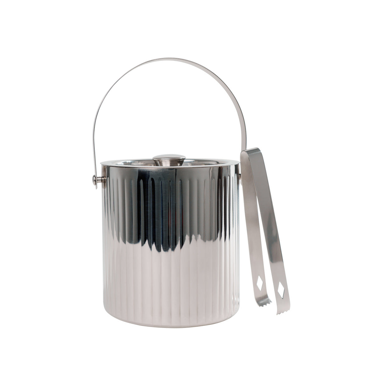 Casero Ribbed Ice Bucket w/Lid & Tongs