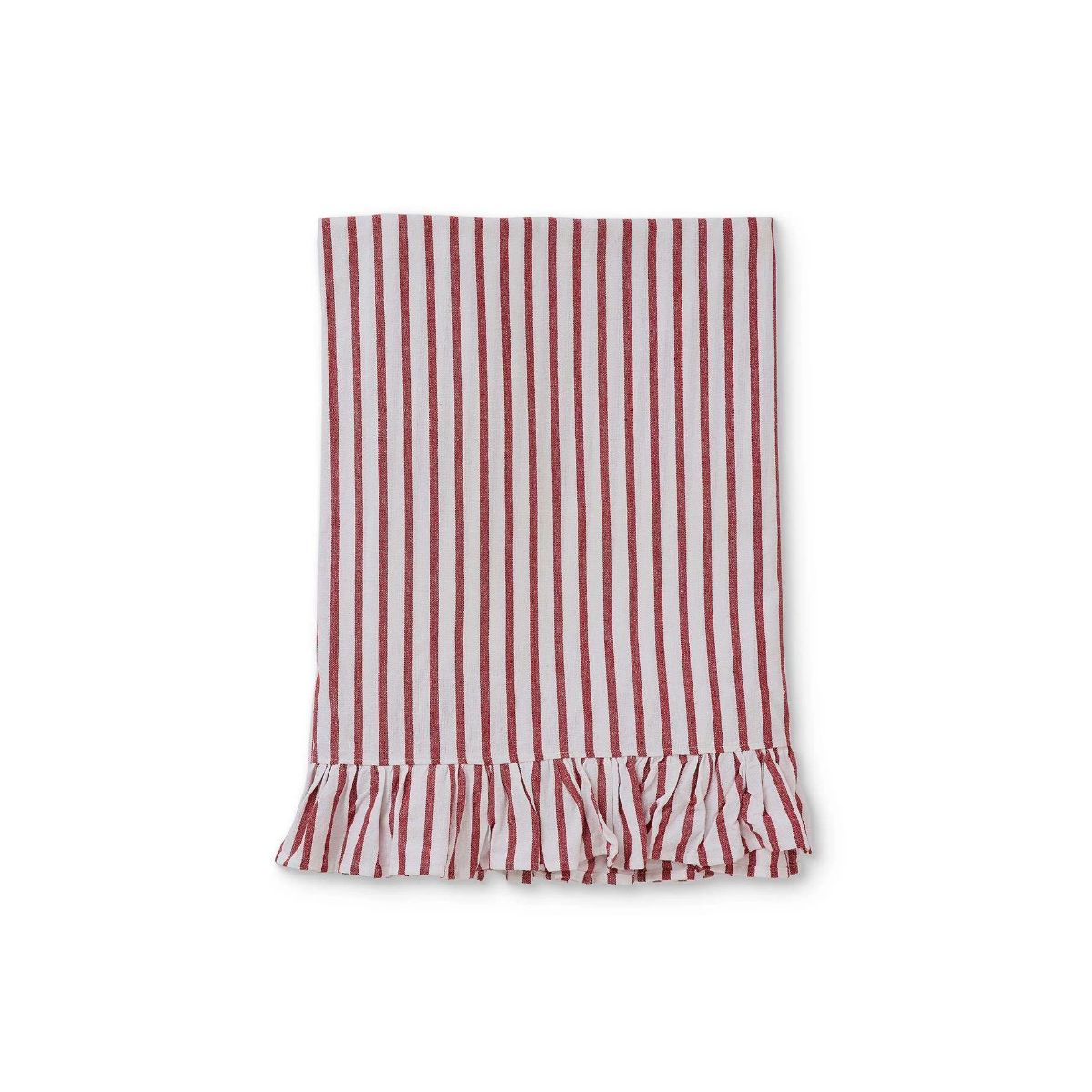 Madras Link Tilly Stripe Frill Tablecloth Red 150 x 300cm