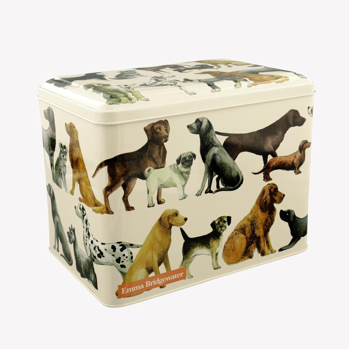 Emma Bridgewater Dog Treat Tin – decorative storage tin featuring assorted dog illustrations, ideal for keeping pet treats fresh