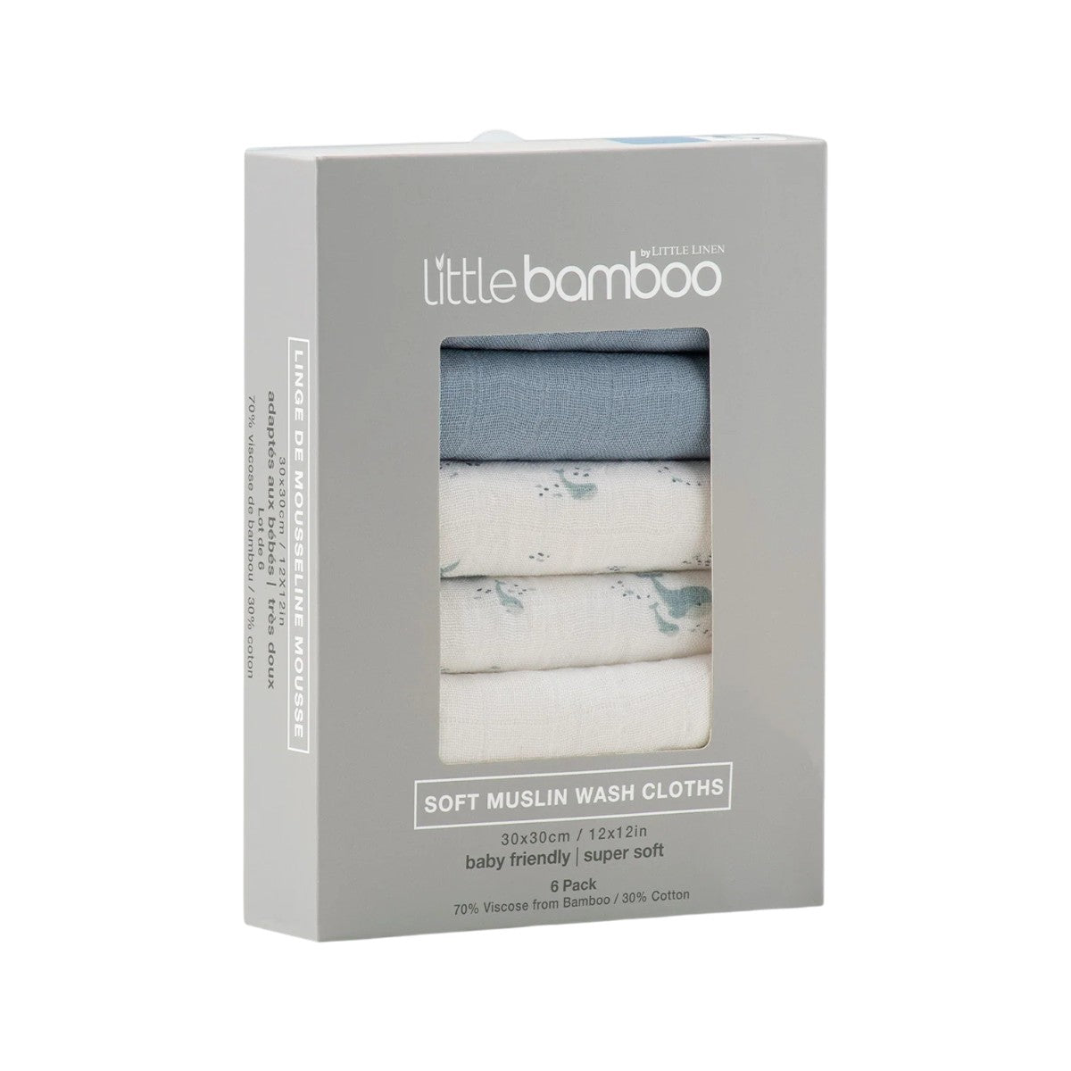 Little Bamboo Muslin Washer Retro Blue 6 Pack | Minimax