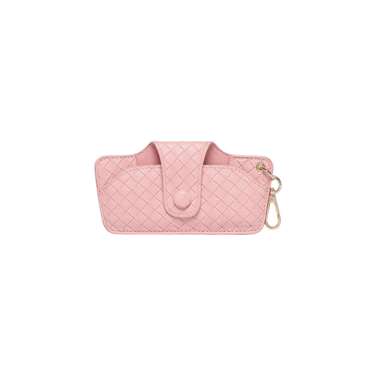 Louenhide Skittle Sunglass Case Woven Pastel Pink featuring textured weave and gold clip