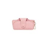 Louenhide Skittle Sunglass Case Woven Pastel Pink featuring textured weave and gold clip