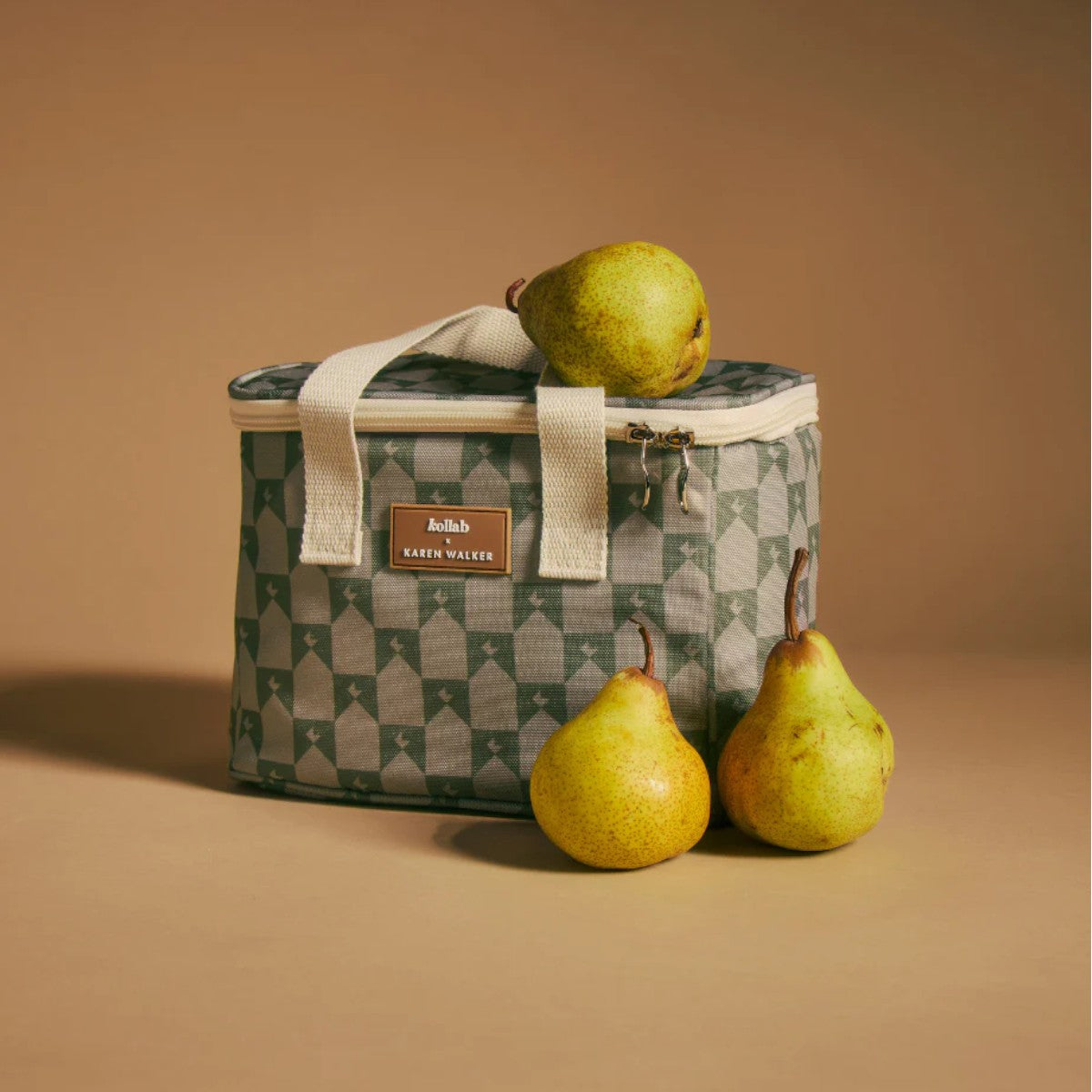 Kollab x Karen Walker Lunch Box Sage Monogram | Minimax - orange background with fruits