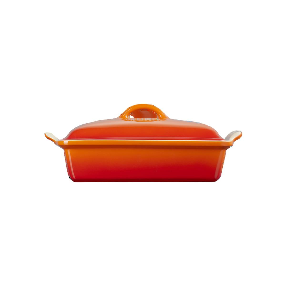 Le Creuset Orange Rectangular ceramic baking dish with a lid | Minimax