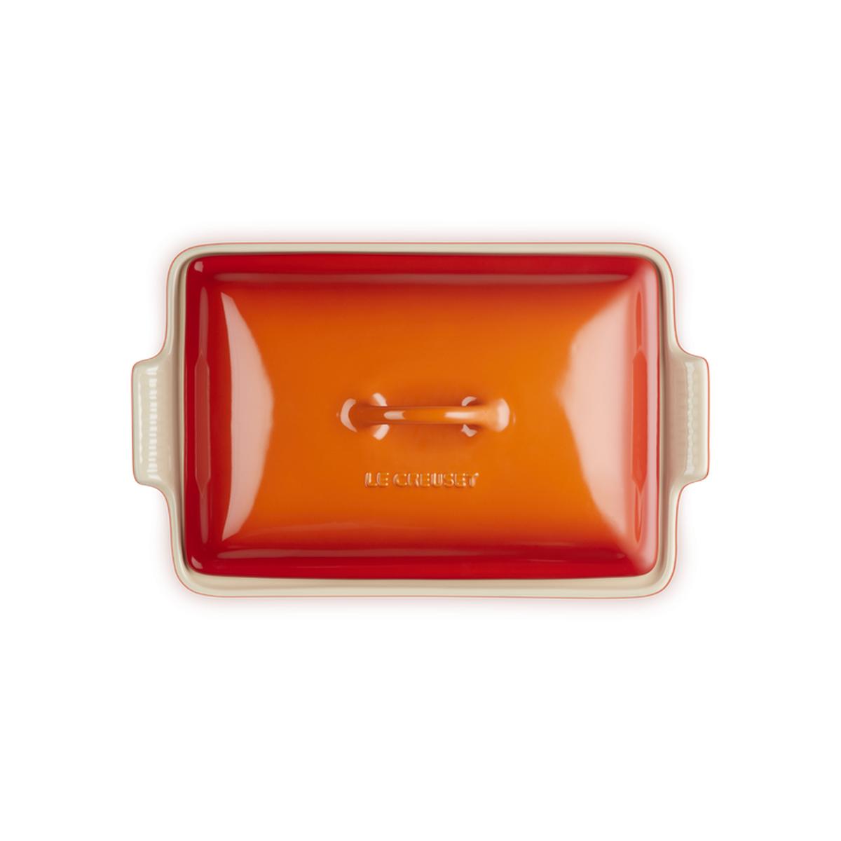 Le Creuset Orange Rectangular ceramic baking dish with a lid | Minimax